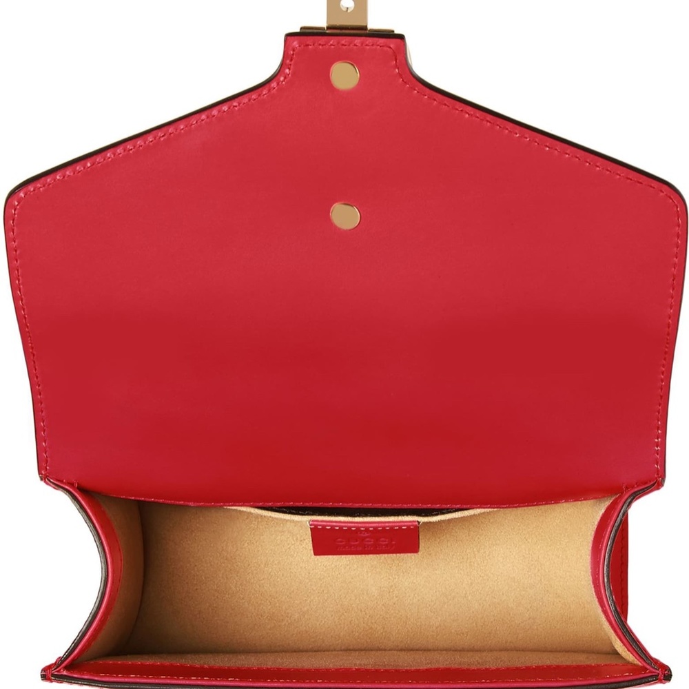 New Authentic Gucci Leather Shoulder bag Mini Red - Picture 5 of 12
